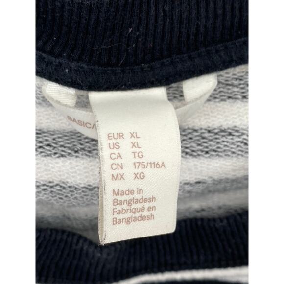 H&M BASIC Women’s Black-White Striped Crewneck Long Sleeve Sweatshirt SZ XL - Picture 9 of 11